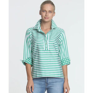 HINSON WU SHIRT AILEEN 3/4 SLEEVE STRIPE TOP GREEN 1610443